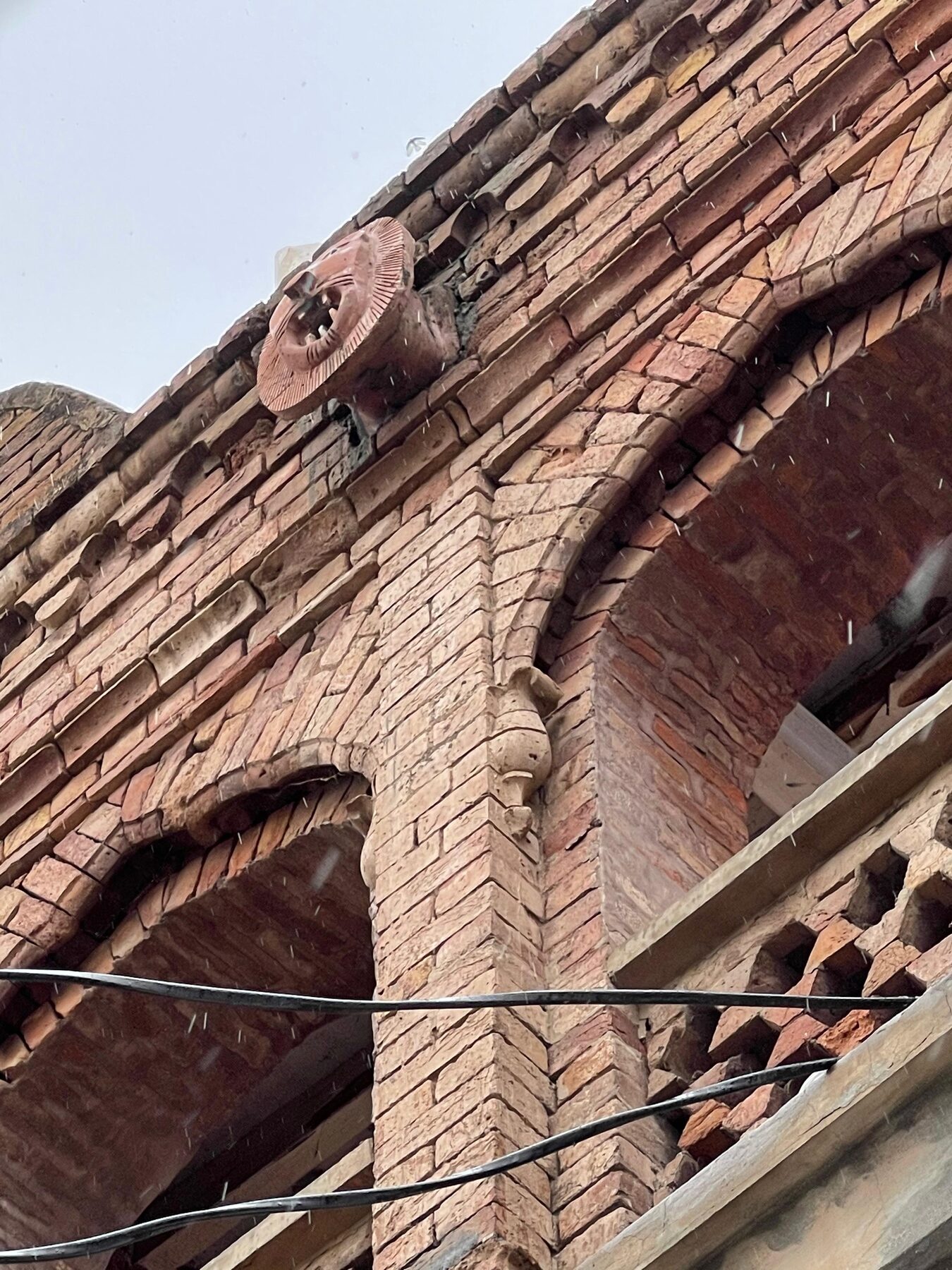 Carved brick corbel detail